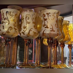 Sorelle Hand Crafted Amber Hurricane Wine Glasses 8 PCS